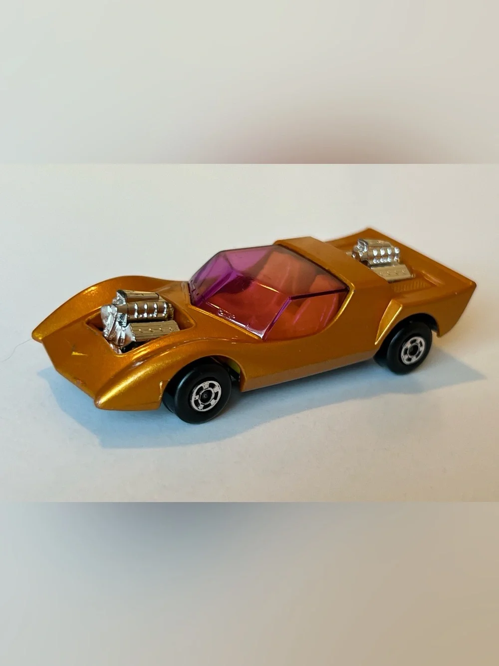Vintage Matchbox Superfast 1971 No. 4 Gruesome Twosome Car Lemon Yellow Interior